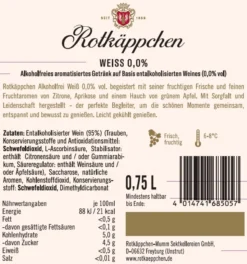 Wein Alkoholfrei, Weiss 0,75l