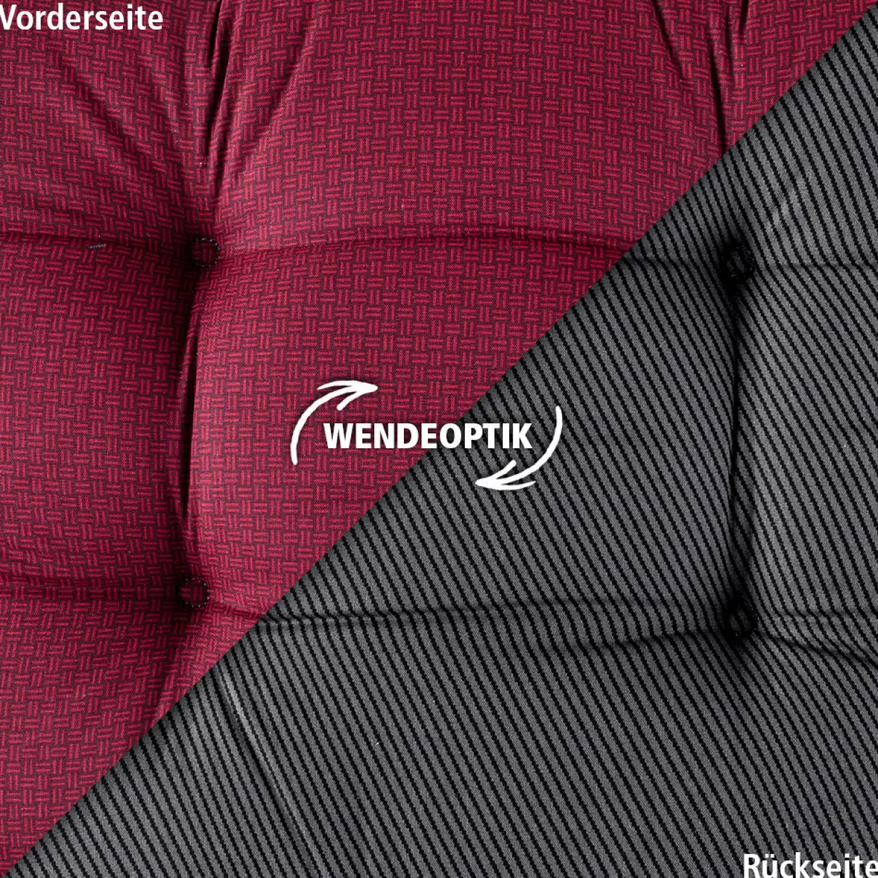 Wendeoptik-Stuhlkissen - Dunkelrot/Anthrazit - 2er Set