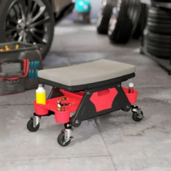 Werkstatthocker mit Rollen Ablagefläche 35cm hoch Rollhocker bis 135 kg