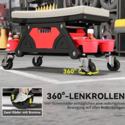 Werkstatthocker mit Rollen Ablagefläche 35cm hoch Rollhocker bis 135 kg