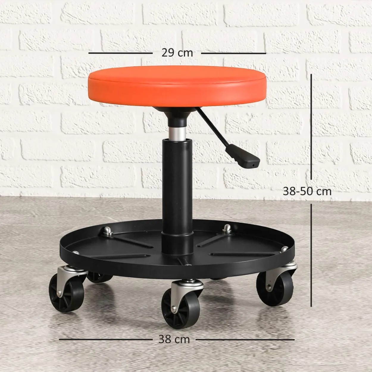 Werkstatthocker mit Rollen Ablagefläche höhenverstellbar Rollhocker
