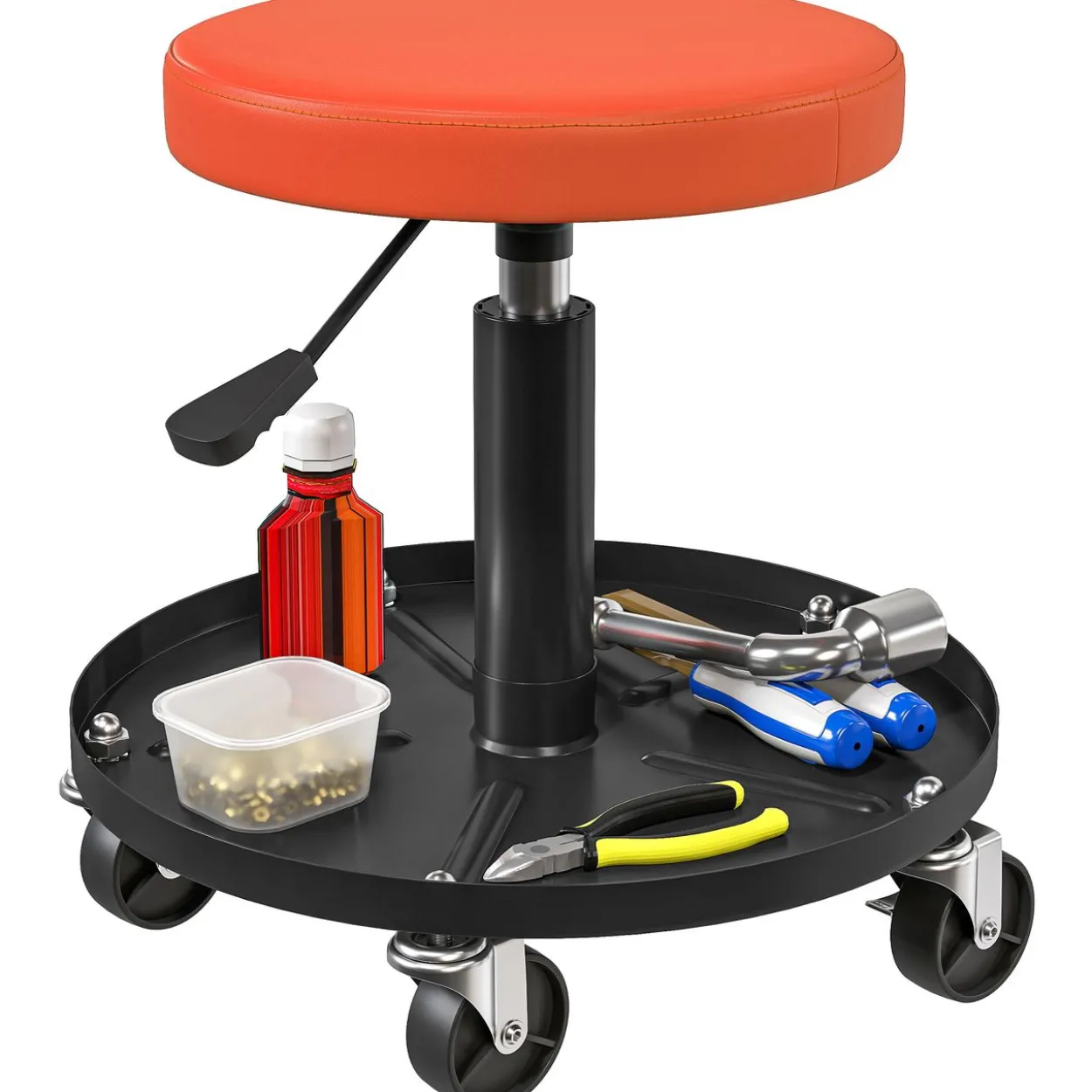 Werkstatthocker mit Rollen Ablagefläche höhenverstellbar Rollhocker