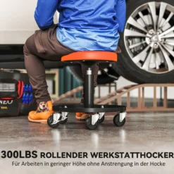 Werkstatthocker mit Rollen Ablagefläche höhenverstellbar Rollhocker