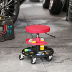 Werkstatthocker mit Rollen Tabletts höhenverstellbar 40-51cm Rollhocker