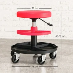 Werkstatthocker mit Rollen Tabletts höhenverstellbar 40-51cm Rollhocker