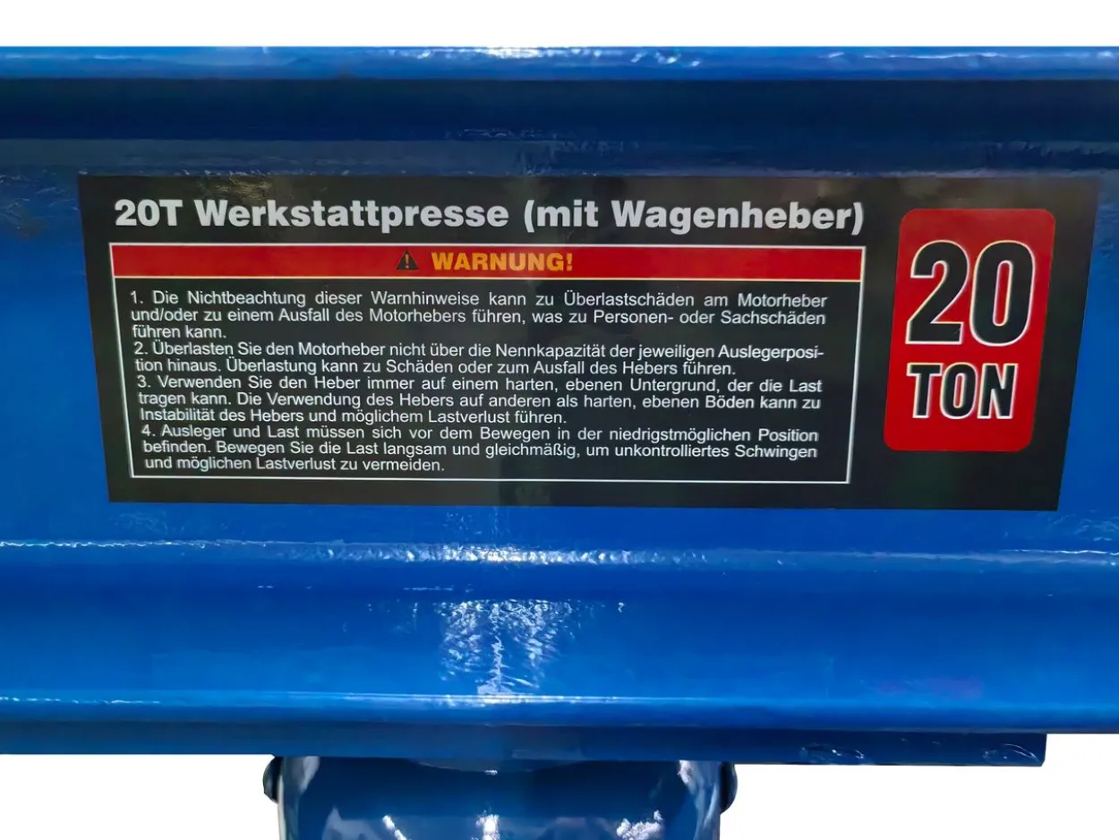 Werkstattpresse, Traglast 20 T