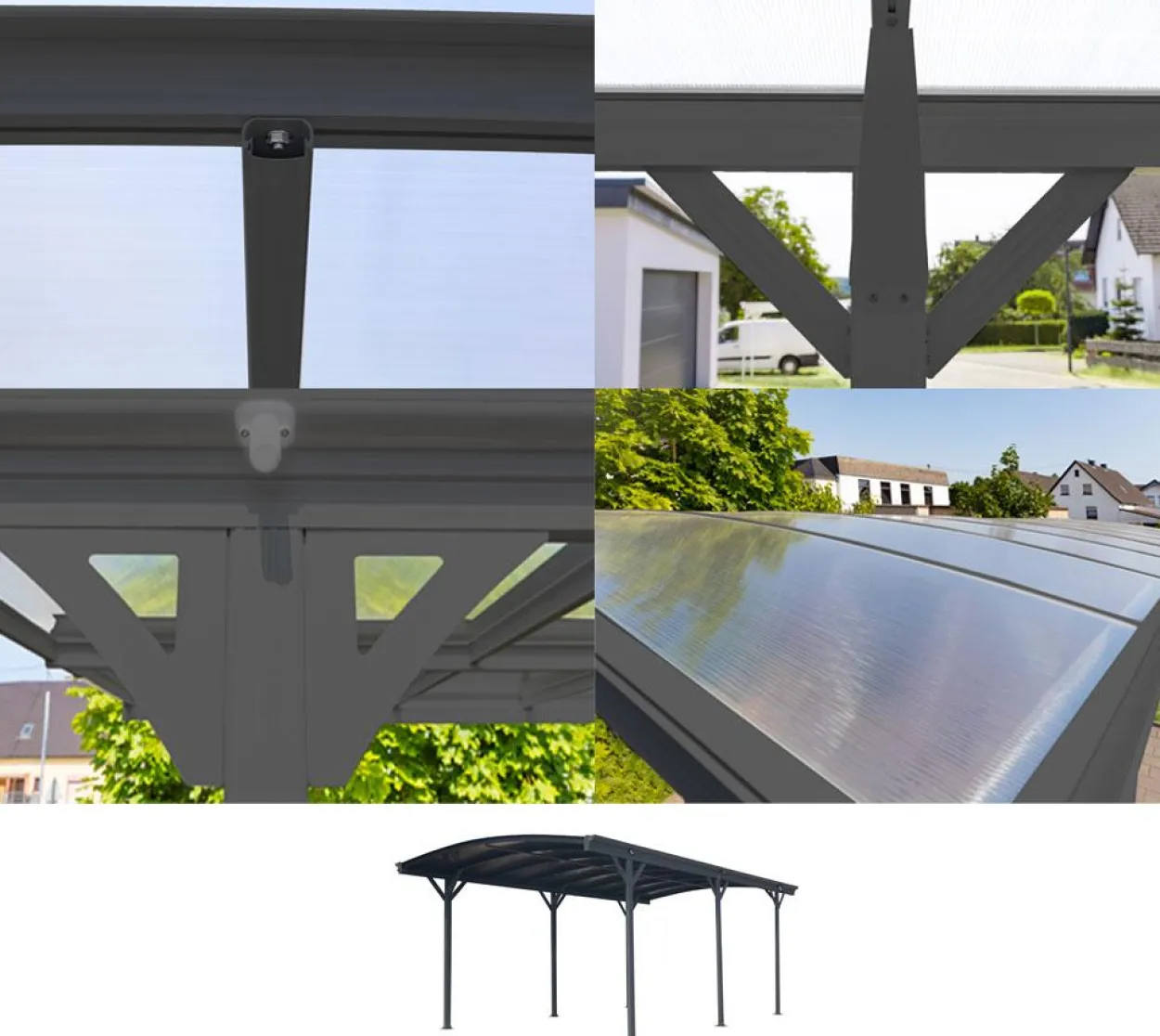 Westmann Carport Rundbogen 15 m² anthrazit