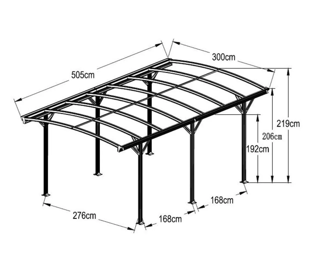 Westmann Carport Rundbogen 15 m² anthrazit