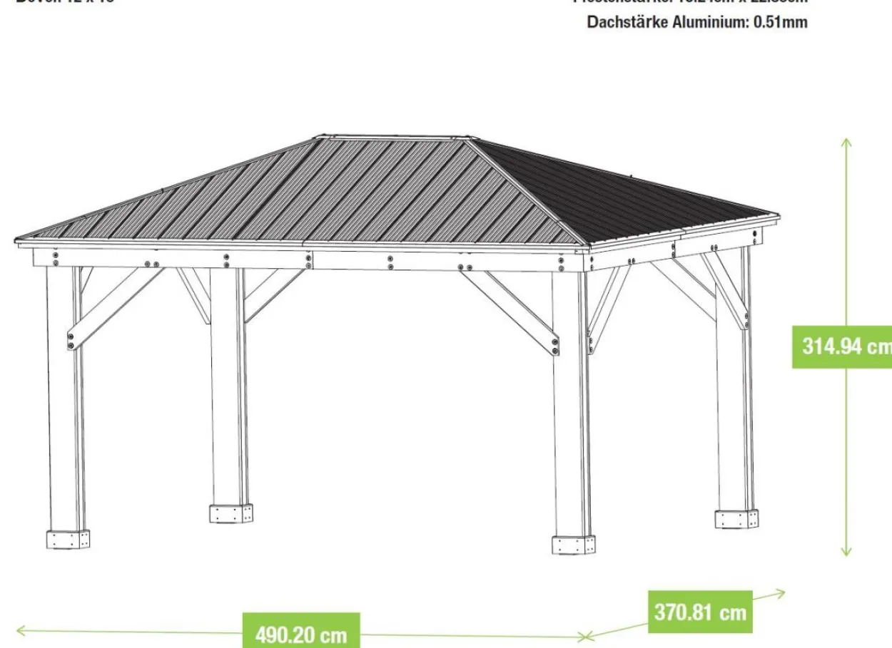 Westmann Premium Holzpavillon Devon 12x16 natur