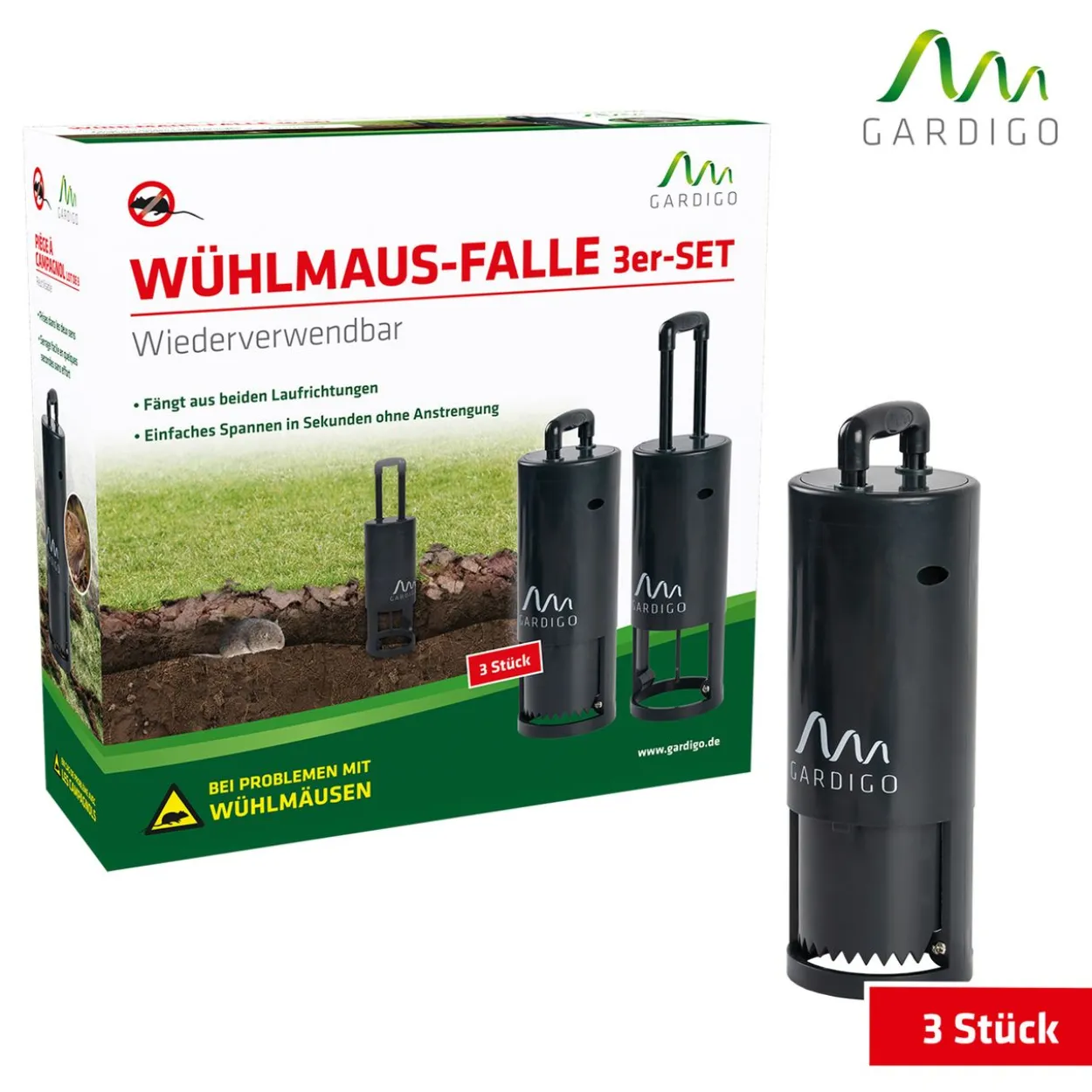 Wühlmausfalle 3er Set