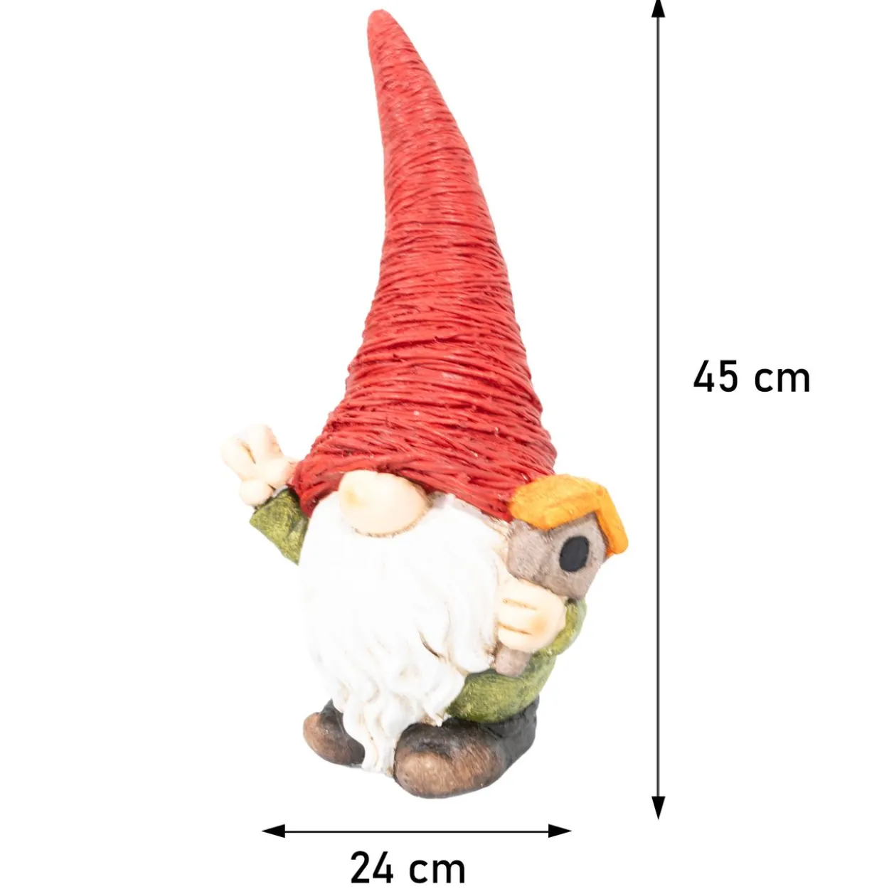 Wichtel mit Vogelhaus aus Magnesia 42,5 cm hoch