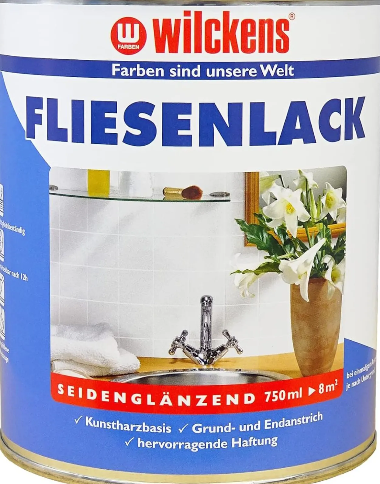 Wilckens Fliesenlack seidenglänzend, 750 ml, Weiß