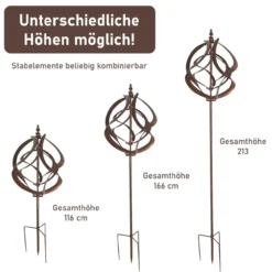 Windrad aus Metall in Kupferoptik, Gartendeko, 213 cm hoch