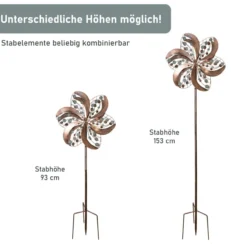 Windrad “Blossom” mit 2 gegenläufigen Propellern, Windspiel 213 cm hoch