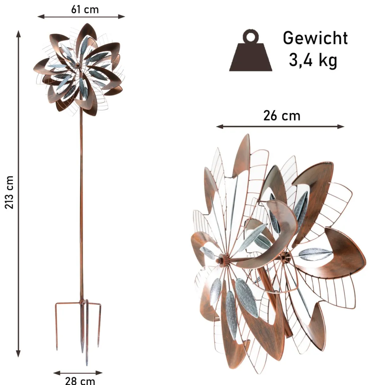 Windrad "Dandelion", 213 cm hoch
