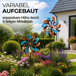 Windrad Garten Swirl Blade aus Metall, 212 cm hoch im Antik-Look