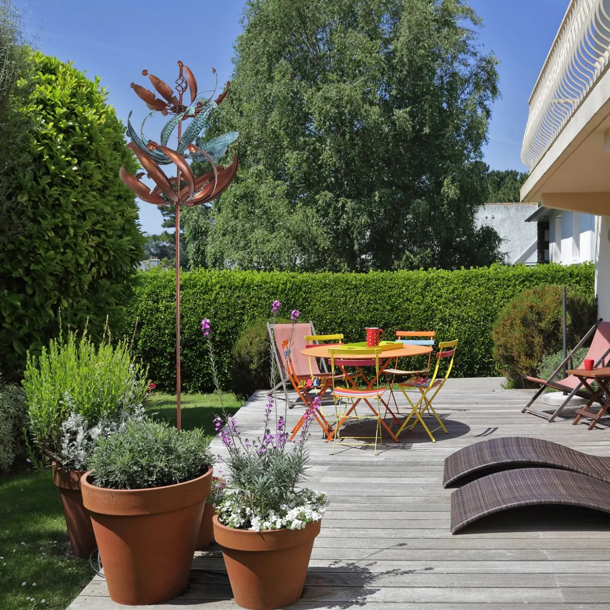 Windrad in Kupfer, Gartendeko, 221 cm hoch
