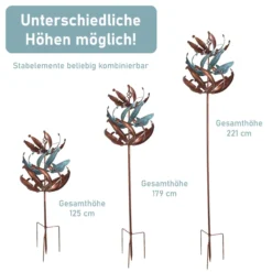 Windrad in Kupfer, Gartendeko, 221 cm hoch