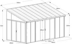 Wintergarten aus Aluminium, ca. L 300 x B 548 x 312 cm - Weiß