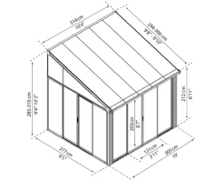 Wintergarten SANREMO 3X3.05 m in Grau Klar