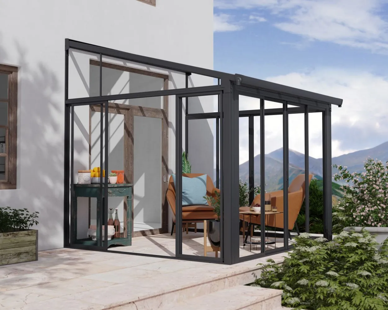 Wintergarten SANREMO 3X3.05 m in Grau Klar