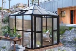 Wintergarten/Sommergarten Haus, Gartenpavillon aus Aluminium ca. 390 x 343 x 290 cm Schwarz