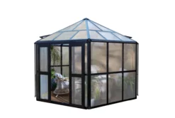 Wintergarten/Sommergarten Haus, Gartenpavillon aus Aluminium ca. 390 x 343 x 290 cm Schwarz