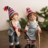 Winterkinder mit Skiern, 2er Set