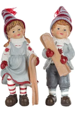 Winterkinder mit Skiern, 2er Set