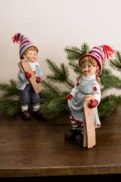 Winterkinder mit Skiern, 2er Set