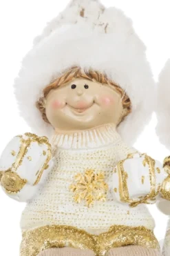 Winterkinder mit Wollmütze, Kantensitzer, 2er Set