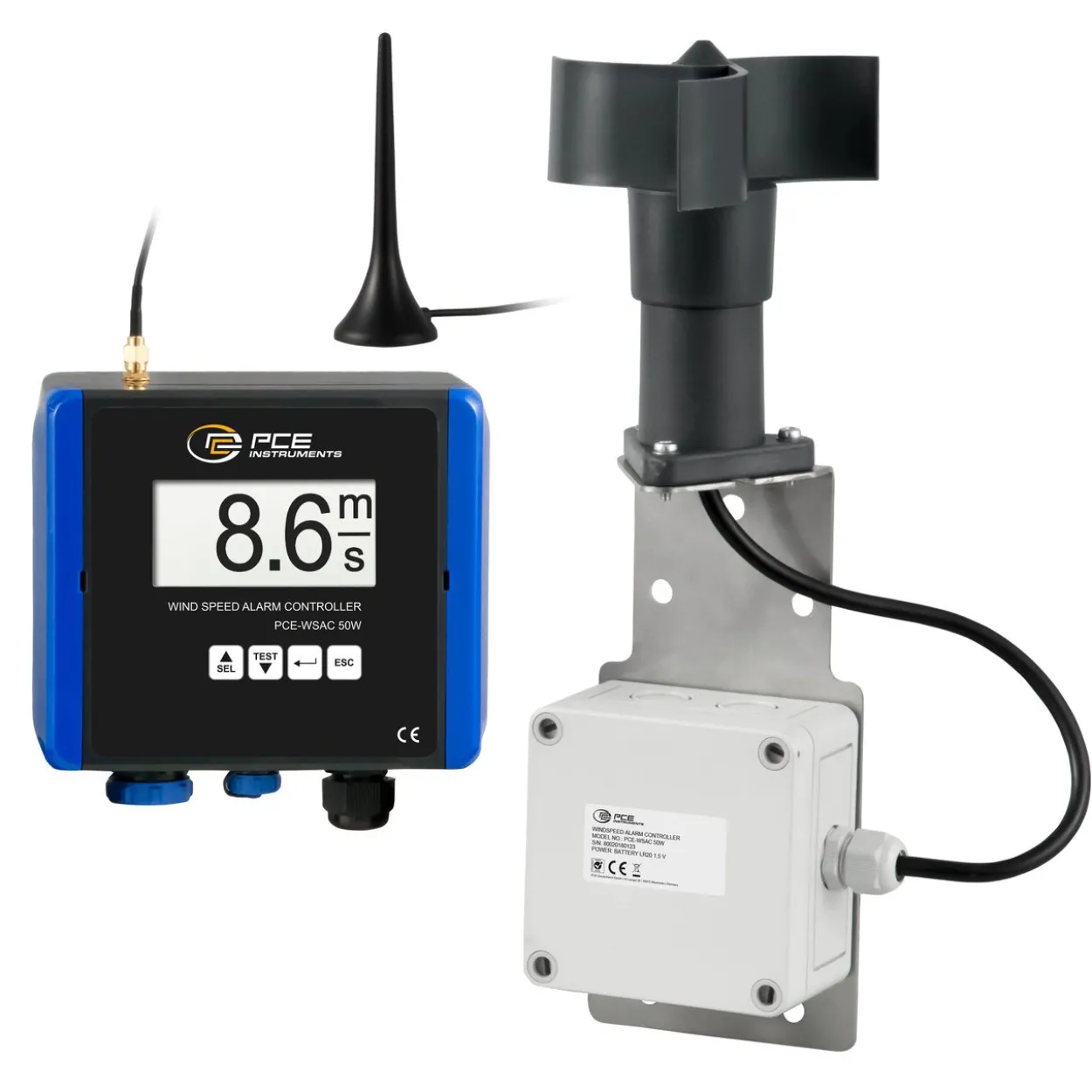 Wireless Wind Speed Alarm Controller PCE-WSAC 50W