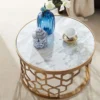 WOHNLING Couchtisch Echter Marmor Sofatisch Ø 60 cm Tisch Wohnzimmertisch Rund