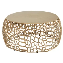 WOHNLING Couchtisch Metall Gold Sofatisch Ø 66 cm Tisch Wohnzimmertisch Rund