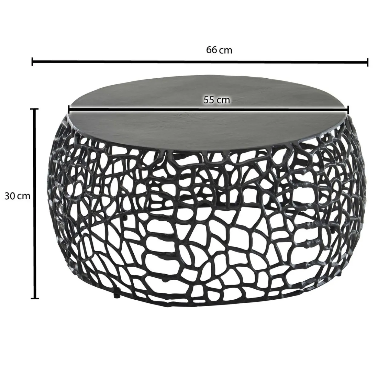 WOHNLING Couchtisch Metall Schwarz Sofatisch Ø 66 cm Tisch Wohnzimmertisch Rund