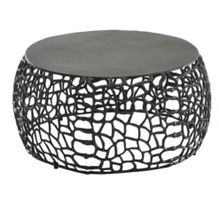 WOHNLING Couchtisch Metall Schwarz Sofatisch Ø 66 cm Tisch Wohnzimmertisch Rund