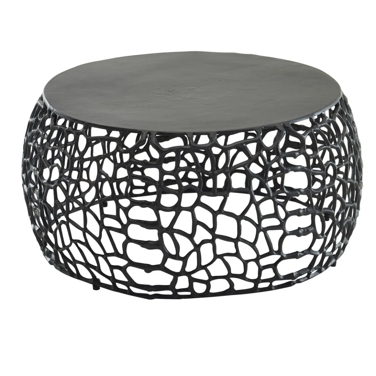 WOHNLING Couchtisch Metall Schwarz Sofatisch Ø 66 cm Tisch Wohnzimmertisch Rund