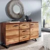 WOHNLING Sideboard 145x82x45 cm Holz Massiv Kommode Anrichte Modern Schubladen