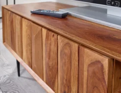 WOHNLING TV Schrank 123x42x35 cm Lowboard Holz Fernsehkommode Fernsehschrank
