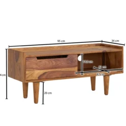 WOHNLING TV Schrank 95x44x34 cm Lowboard Holz Fernsehkommode Fernsehschrank