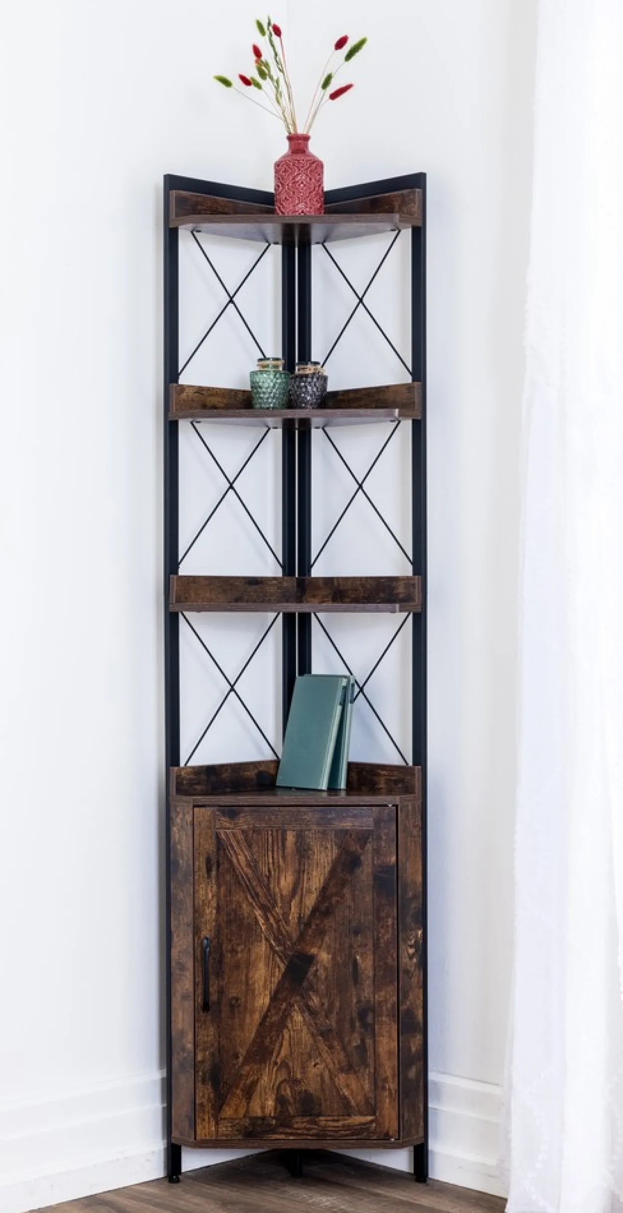Wohnzimmerregal, ca. 31,7 x 31,7 x 180 cm - Braun