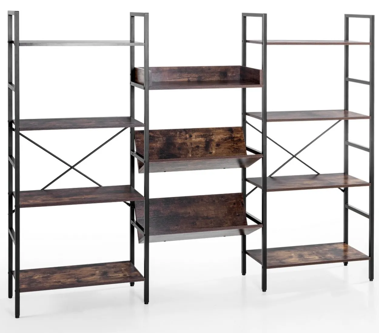 Wohnzimmerregal, ca. 185 x 30 x 147 cm - Braun