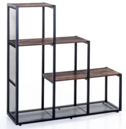 Wohnzimmerregal, stufenförmig, 4 Ebenen, ca. 106 x 33 x 112 cm - Braun
