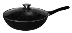 Wokpfanne mit Deckel Ø 28 cm – Marmor-Antihaft, Induktion