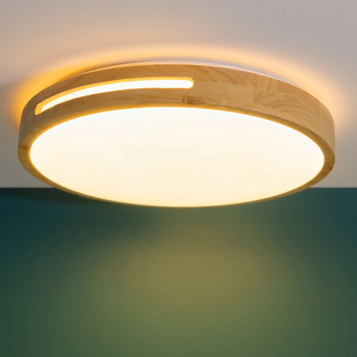 Woodbury LED Deckenleuchte 39 cm, Holz Hell/Weiß