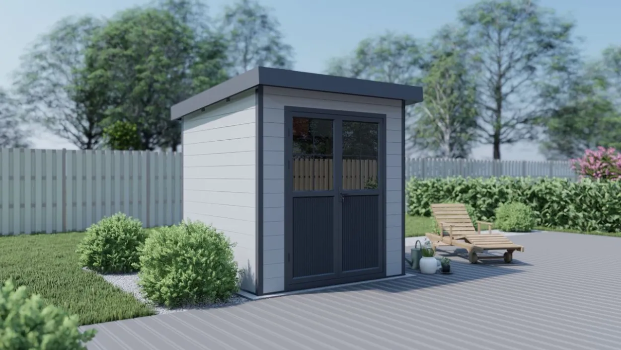 WPC Gartenhaus Flachdach S grau/anthrazit