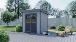 WPC Gartenhaus Flachdach S grau/anthrazit