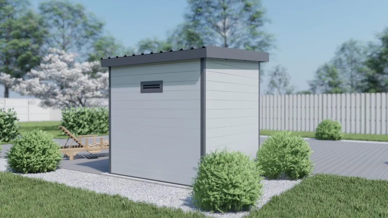 WPC Gartenhaus Flachdach S grau/anthrazit