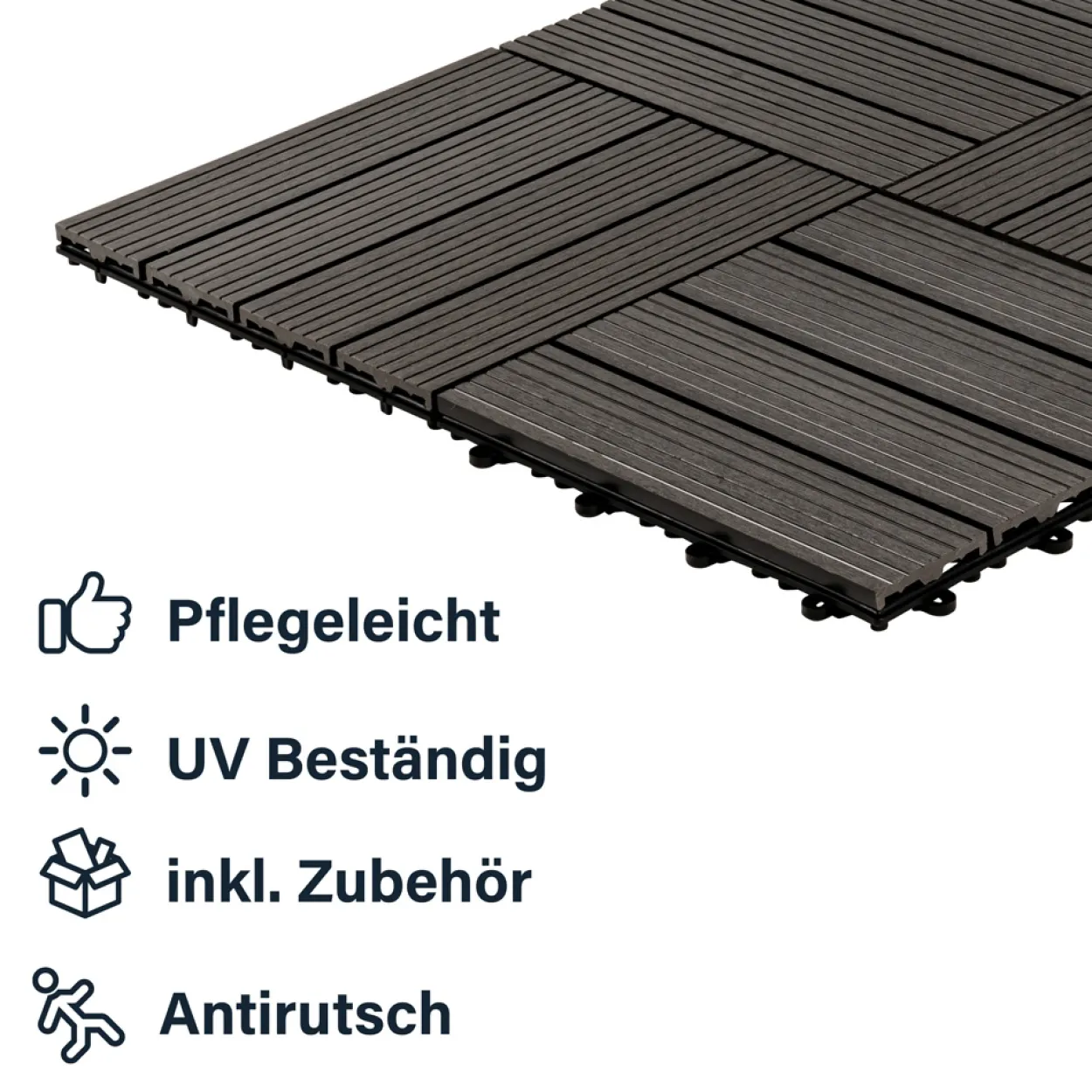 WPC Holzfliesen BAVARO Anthrazit 9 m²