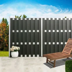 WPC-Sichtschutzzaun CARMENO Pfosten mit Kappe, ca. 68 x 68 x 185 cm - Schwarz